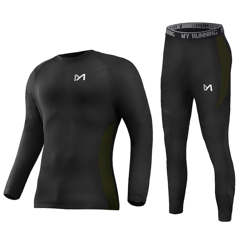 MEETYOO mens Sport Long Johns Base Layer Medium Black - BeesActive Australia