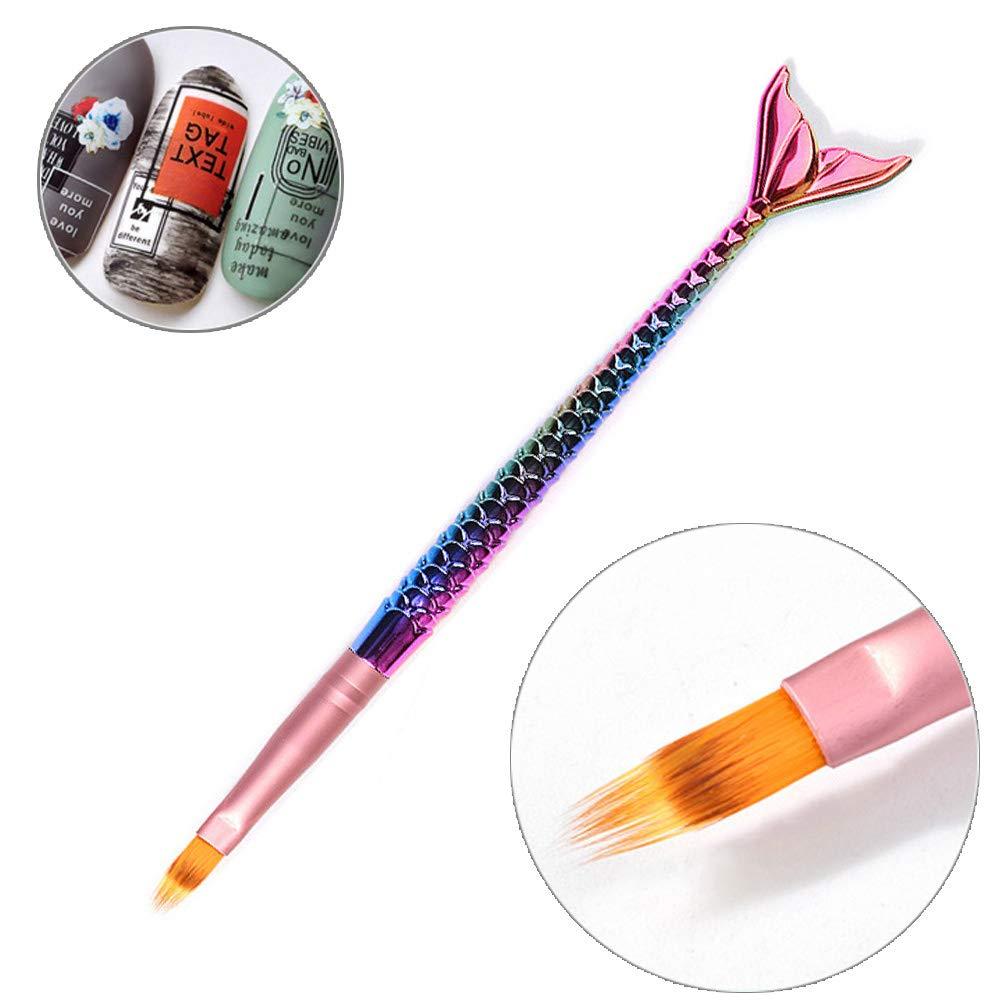 WOKOTO 1Pcs Nail Ombre Brushes Mermaid Fish Handle Painting Pen Brush Manicure Gradient Nail Art Painting Pens Brushes - BeesActive Australia