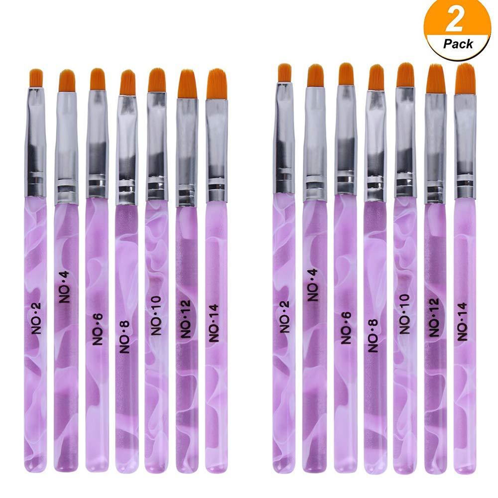 WOKOTO 14Pcs Nail Art Brush For UV Gel Acrylic Nails Art Tips Builder Brush Pen Set - BeesActive Australia