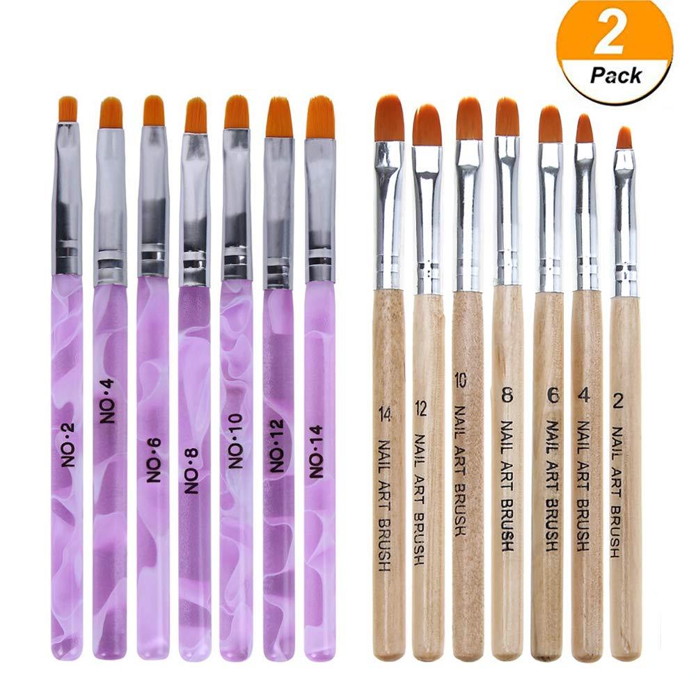 WOKOTO 14 Pcs Nail Brush Pen Set Uv Gel Acrylic Nail Art Tips Builder Brush Nail Painting Brush Pen Kit - BeesActive Australia