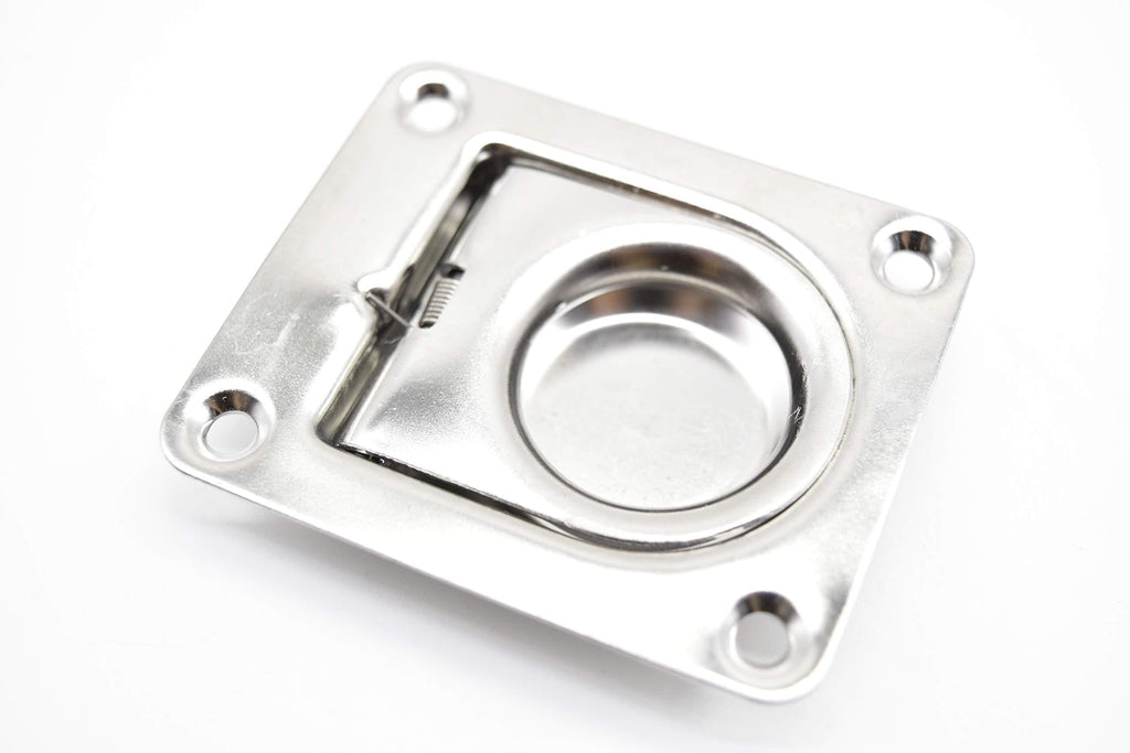[AUSTRALIA] - MARINE CITY Stainless-Steel 2-9/16” × 2-3/16” × 1/2" Rectangular Recessed Spring-Loaded Flush Lifting Ring for Boat Hatch 