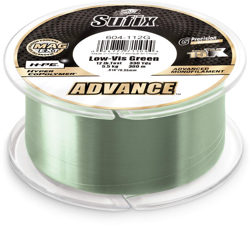 Sufix Advance Lo-Vis Green Monofilament 250-330 Yard Spools 6 Pound - 330 Yards - BeesActive Australia