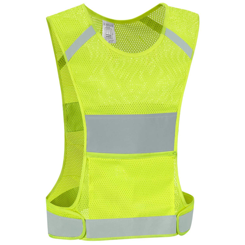 [AUSTRALIA] - IDOU Reflective Vest Safety Running Gear with Pocket, Ultralight &Adjustable Waist&360°High Visibility for Running,Jogging,Biking,Motorcycle,Walking,Women & Men (neon Yellow) (neon Yellow, Large) Neon Yellow 