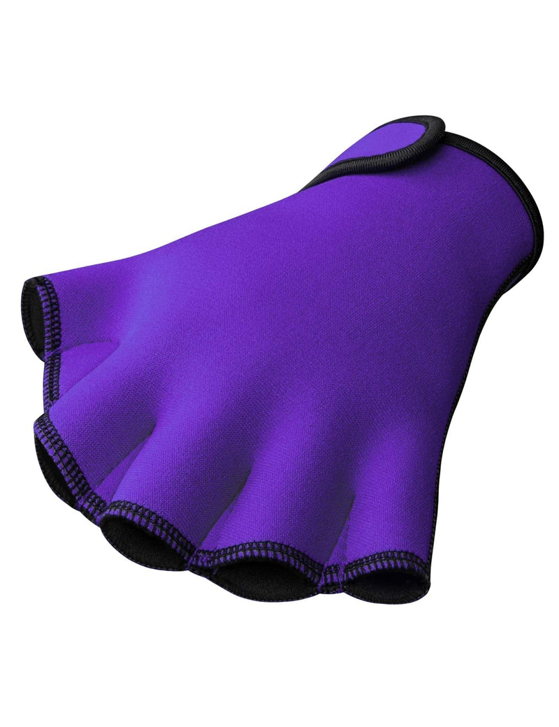 FitsT4 Aqua Gloves Webbed Paddle Swim Gloves Fitness Water Aerobics and Water Resistance Training for Men Women Children Purple Medium - BeesActive Australia