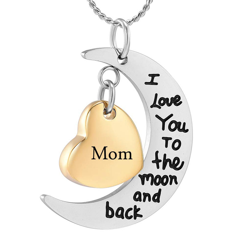 I Love You to The Moon and Back Memorial Urn Necklace for Ashes Keepsake Cremation Jewelry for Pet Human (Mom) - BeesActive Australia