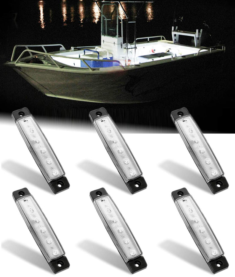 [AUSTRALIA] - Shangyuan Marine Boat Lights, Utility Led Interior Lights For Boat Deck Courtesy Transom Cockpit Light, 12v Waterproof Marine Lighs For Yacht Fishing Pontoon Boat Sailboat Kayak Bass Boat Vessel, 6Pcs white 