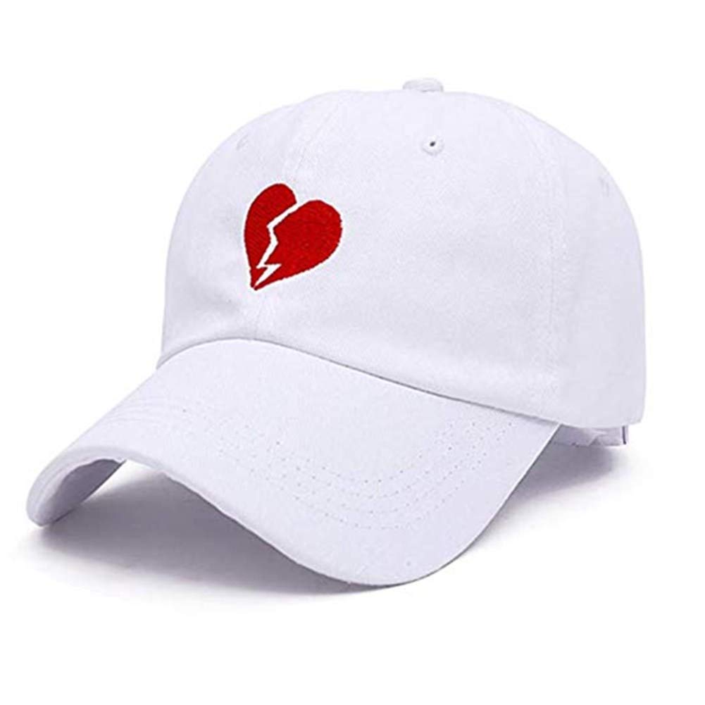 Embroidered Broken Heart Baseball Cap,Adjustable Curved Dad Hat 8 White - BeesActive Australia