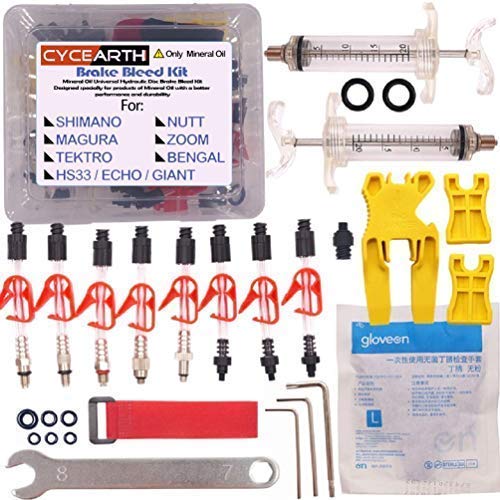 CYCEARTH Bicycle Brake Bleed Kit for Shimano TEKTRO MAGURA Zoom Bike Mineral Oil Hydraulic Disc Professional Tool Set - BeesActive Australia