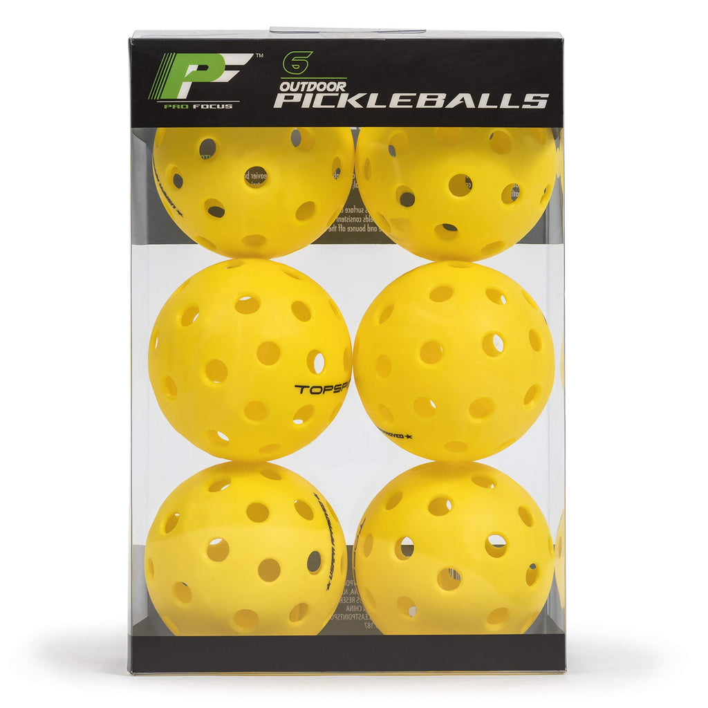 [AUSTRALIA] - Pro Focus Official Outdoor Pickleball Balls - Features Accu-Flight, Precision, True Bounce Technology - Complete Outdoor - 6pk 