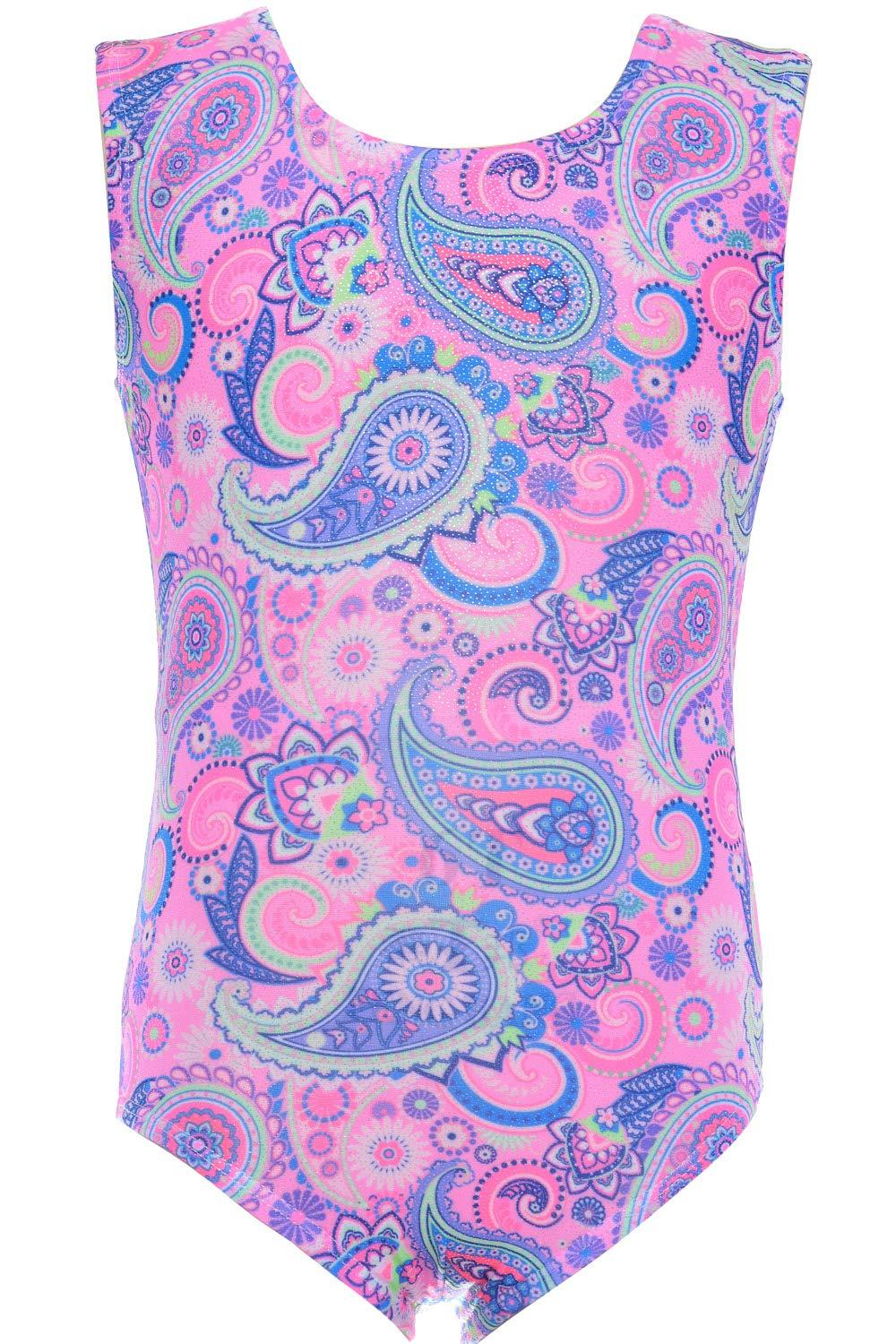 [AUSTRALIA] - Dancina Girls Gymnastics Tank Top Leotard Dancewear and Prints Ages 3-12 8 Pink Ocean 