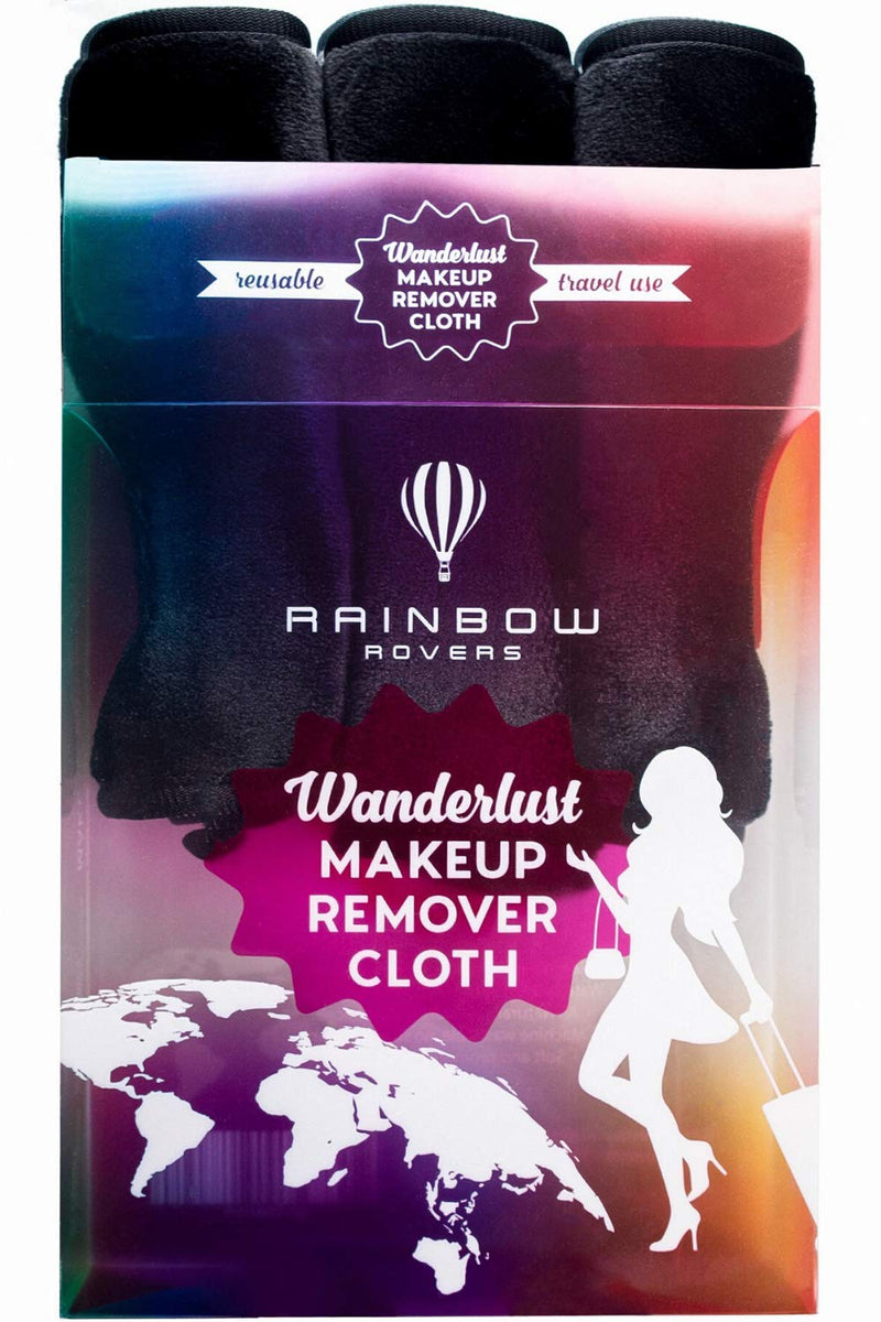 RAINBOW ROVERS Set of 3 Makeup Remover Cloths | Makeup Towel | Suitable for All Skin Types | Reusable & Ultra fine Makeup Wipes | Removes Makeup with just Water | Chic Black 3 Count - BeesActive Australia