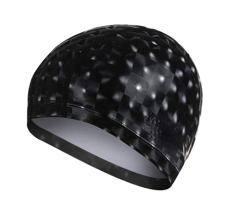 Ewanda store Solid Color Waterproof Swim Caps with PU Coat for Long Hair Swimming Cap Bathing Hat for Adult Men and Women Black - BeesActive Australia
