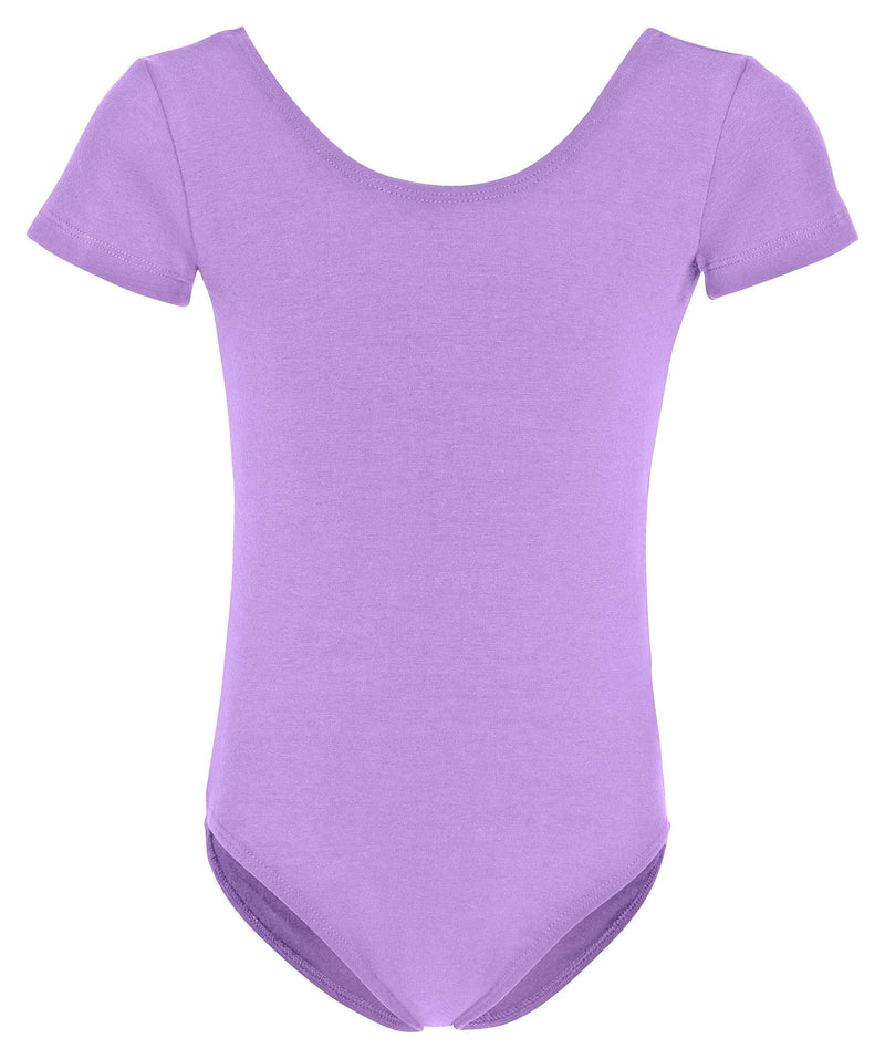 [AUSTRALIA] - tanzmuster Short-Sleeved Ballet Leotard 'Sally' for Girls - Made of Soft and Durable Cotton Blend - Pink, White, Light Blue, Black, hot Pink and Purple Lavender 140/146 (10-11 years) 
