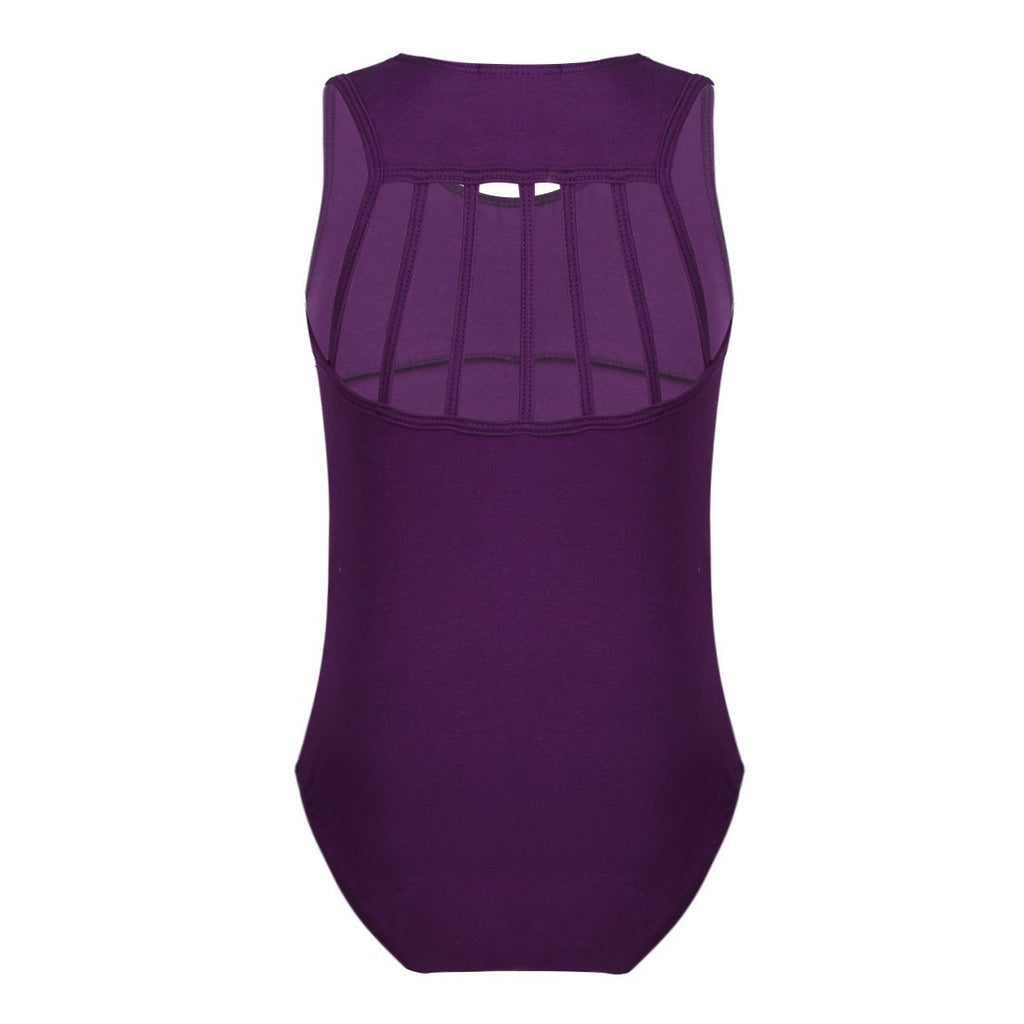 [AUSTRALIA] - ACSUSS Kids Girls Team Basic Cotton Ballet Leotards Dance Dress Sleeveless Athletic Gymnastics Tank Top Leotard Dark Purple 10-12 