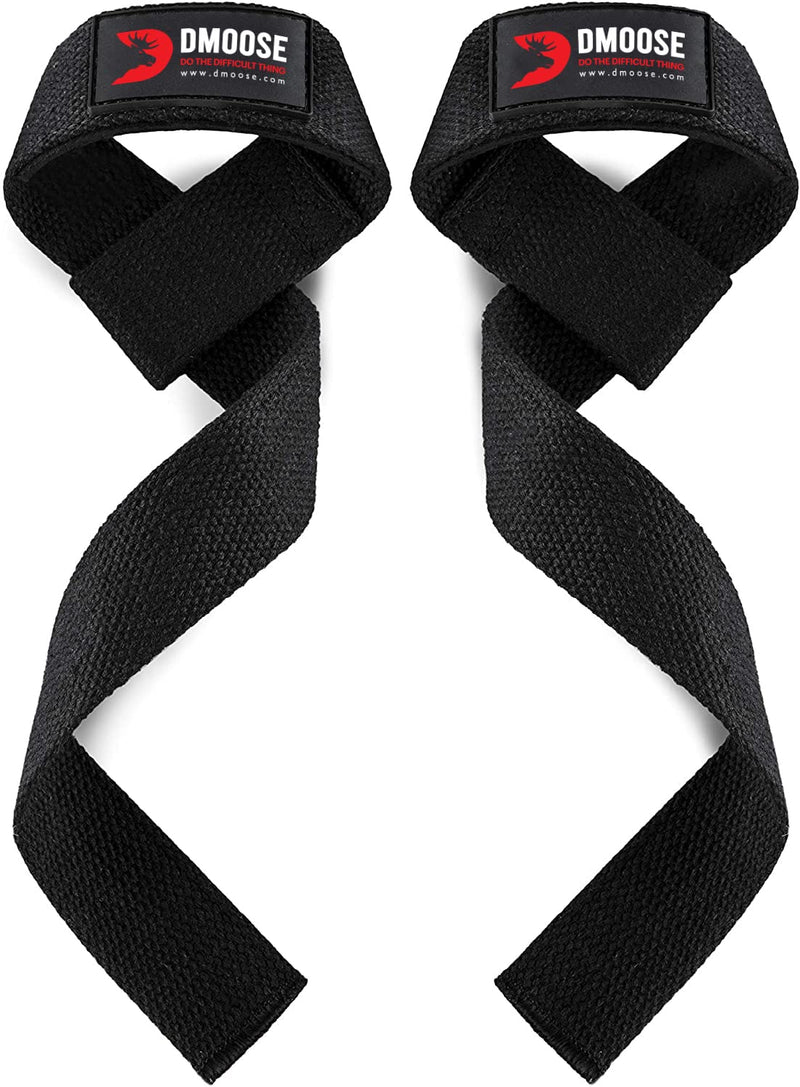 DMoose Lifting Straps for Maximum Hand Grip with 24 inch Pair Cotton Straps and 4 mm Neoprene Padded Support, Wrist Straps for Weightlifting, Powerlifting, Deadlifts, Strength Training for Men & Women Black - BeesActive Australia