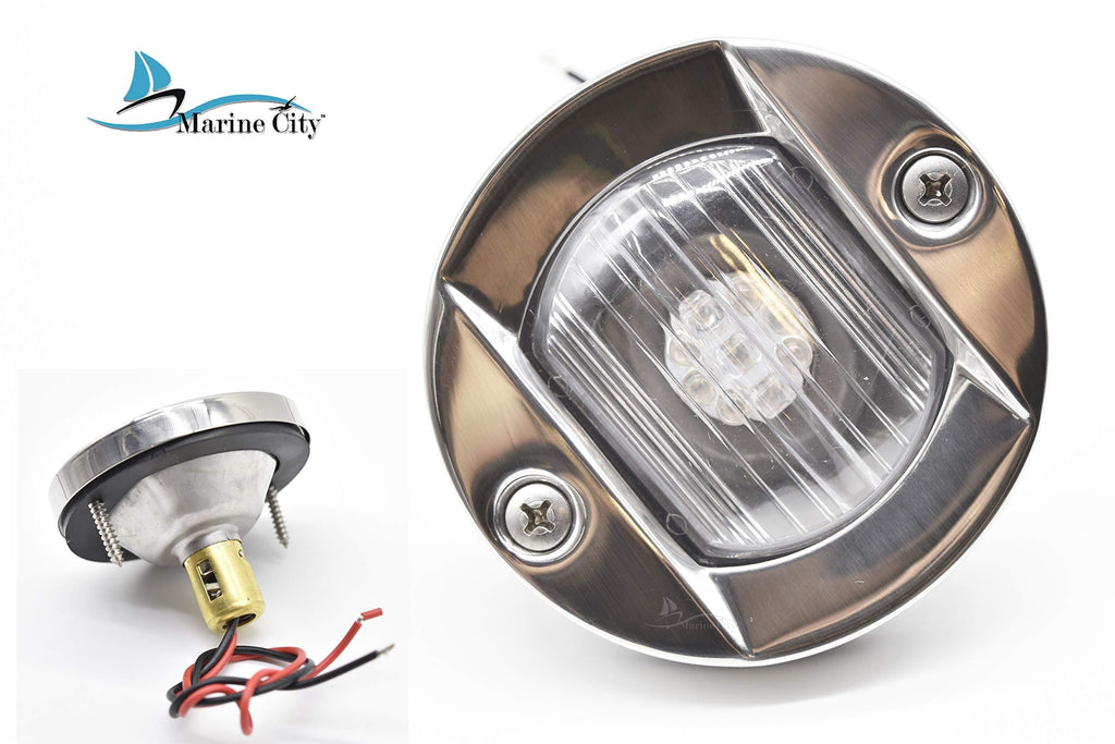 [AUSTRALIA] - MARINE CITY Stainless-Steel Waterproof 3” Flush Mount Caution Blue LED (12V 18W) 2-Pack 