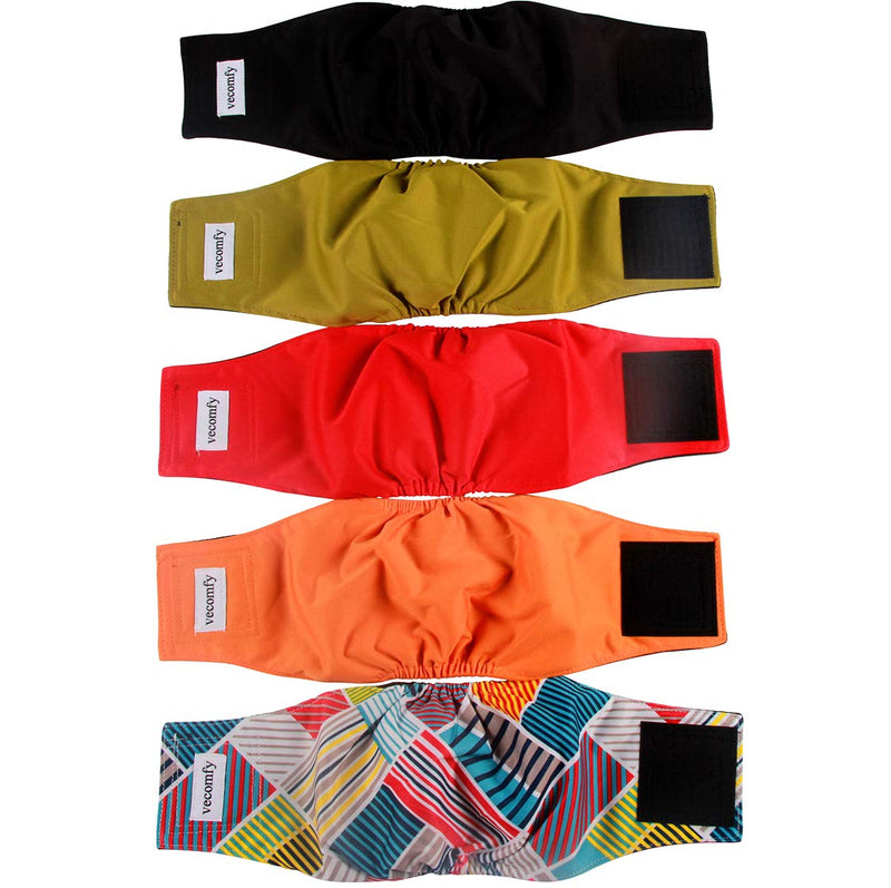 vecomfy Belly Bands for Male Dogs(5 Pack),Premium Washable Reusable Small Dog Belly Wrap Leakproof Puppy Diapers Small(Pack of 5) 5Pcs(Black Mesh Lining) - BeesActive Australia
