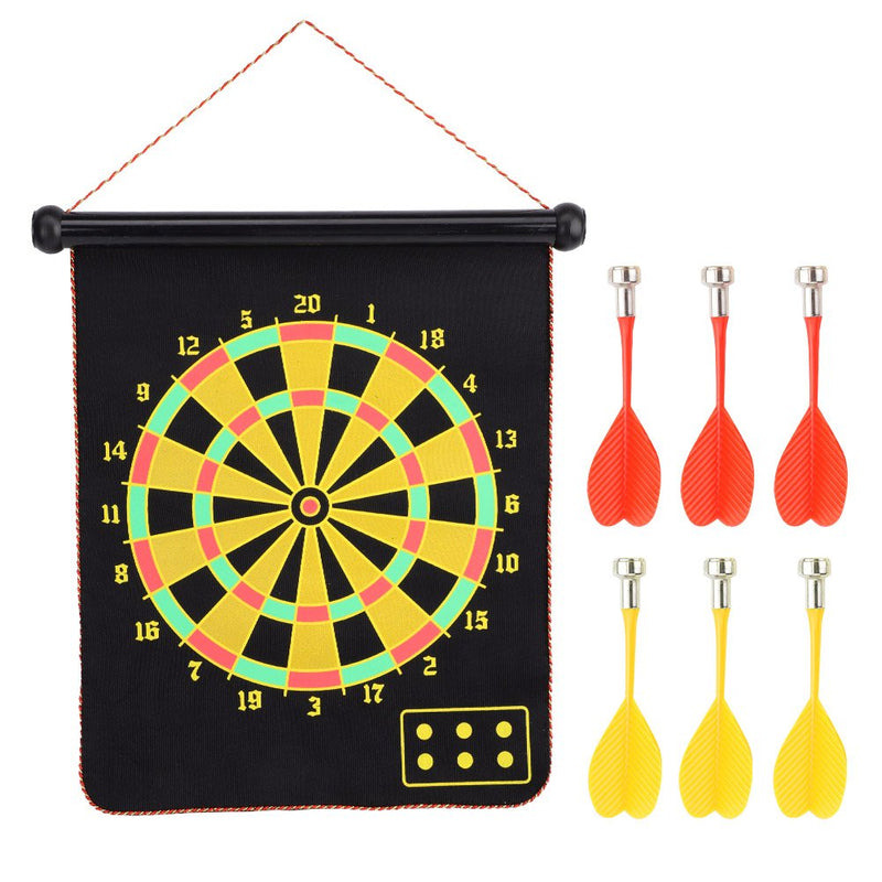 Alomejor Dartboard Magnetic Wall Hanging Up Double Sided Dartboard with 6 Safety Darts Portable Protector Dartboard Kids Adults Gift Target Game Room Office - BeesActive Australia