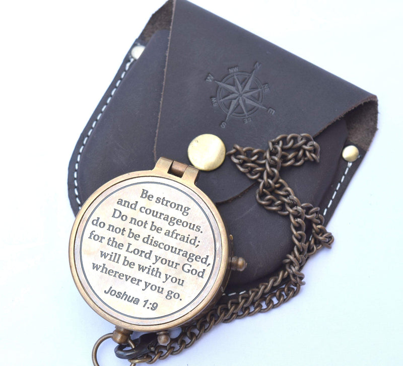 NEOVIVID Be Strong and Courageous Engraved Compass, Confirmation Gift Ideas, Baptism Gifts - BeesActive Australia