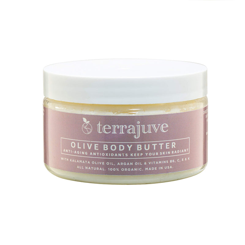 Organic Olive Body Butter Lotion by Terrajuve, with Kalamata Olives, Anti Aging Antioxidants for Radiant Skin, with Argan Oil,  Vitamins B6, C, E and K, and Fruit Oils, Pure, All Natural, Made in USA - BeesActive Australia