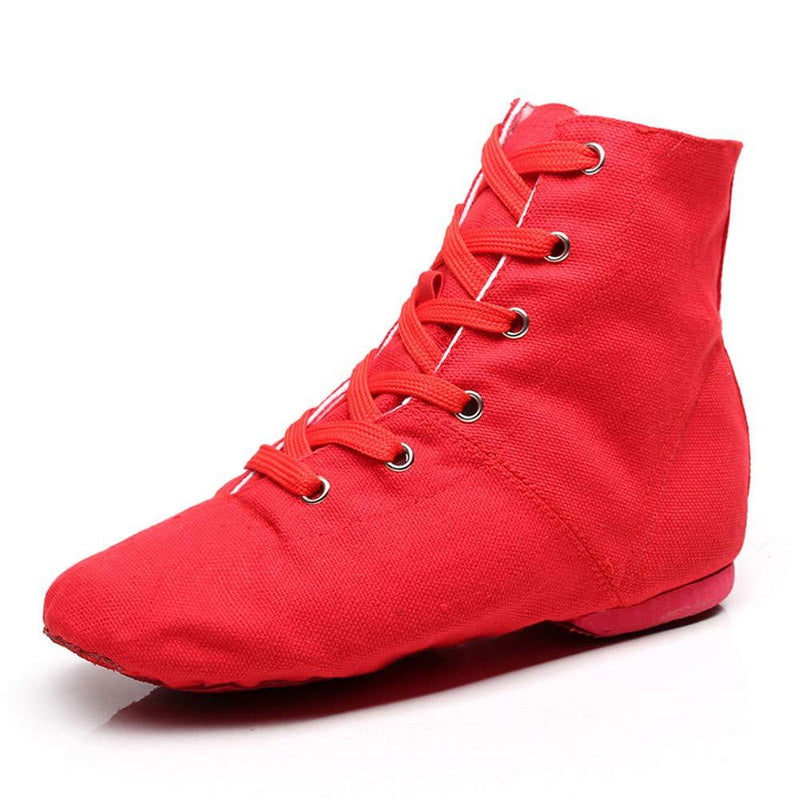 [AUSTRALIA] - YOYODANCE Soho Canvas Lace-up Dance Shoes Flat Practice Black Red Jazz Dancing Boots for Men Women 7 