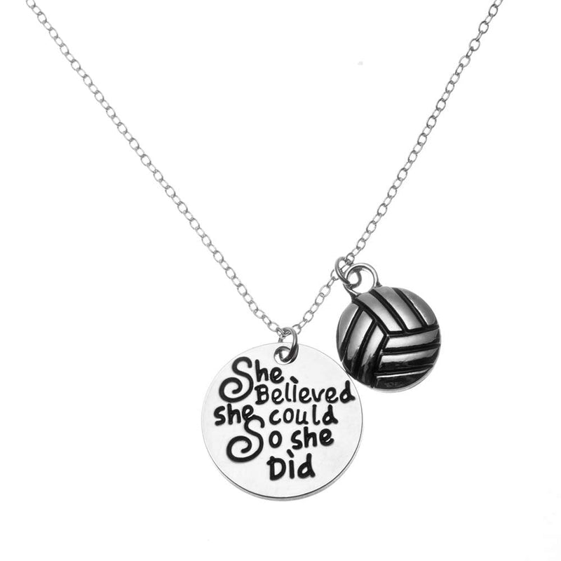 Sportybella Volleyball Necklace - Volleyball She Believed She Could So She Did Jewelry - Perfect Volleyball Gifts for Players - BeesActive Australia