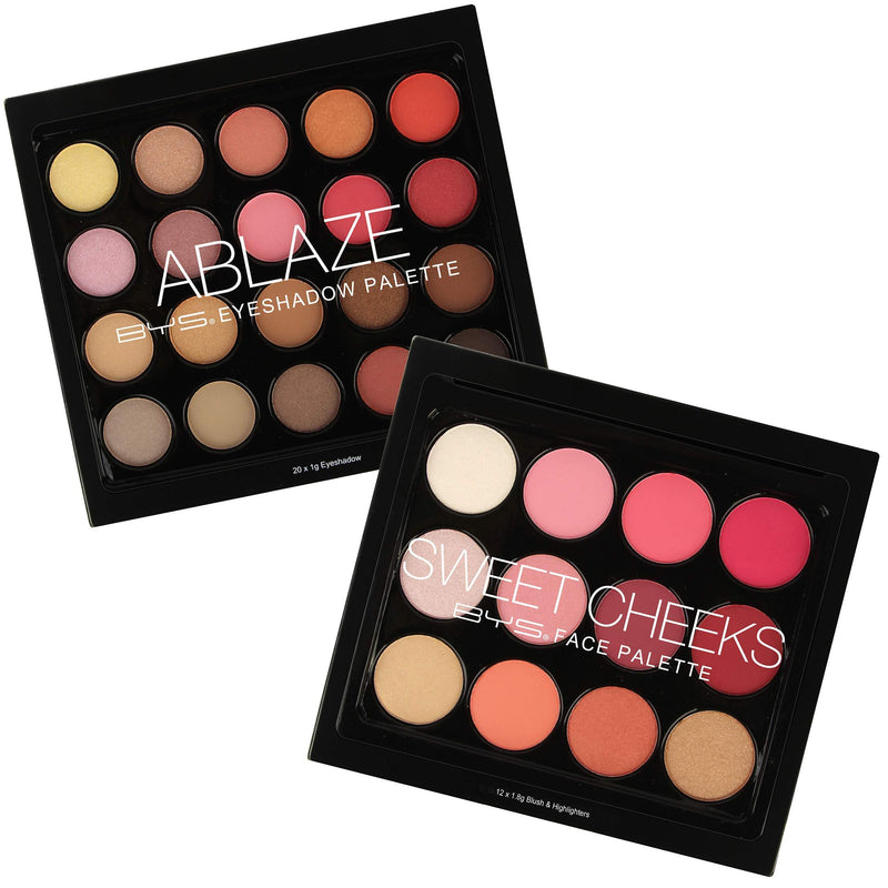 BYS Sweet Cheeks and Ablaze Face Palette - Eyeshadows, Blush & Highlighters Collection Set - Complete Beauty Kit - BeesActive Australia