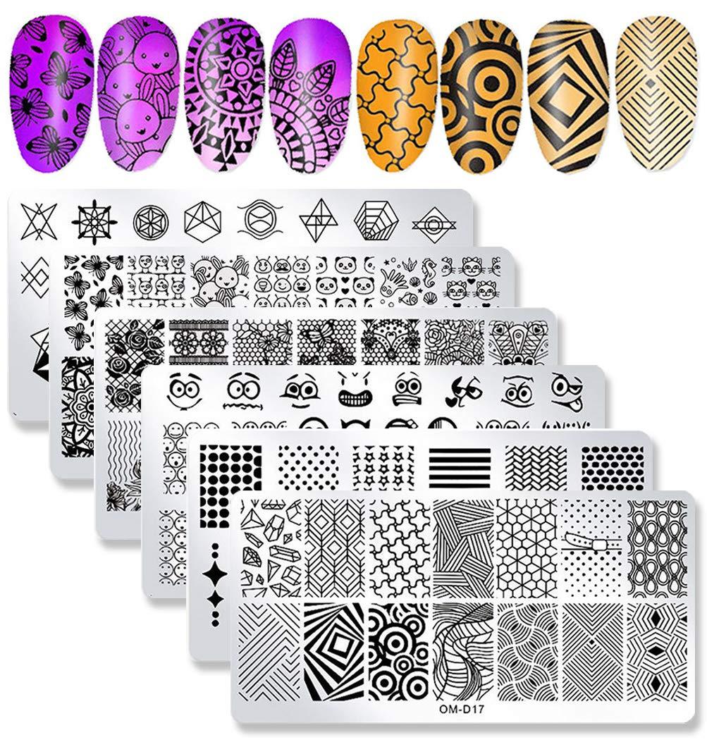 WOKOTO Nail Art Plates Stamping Set Kit Animals Lace Geometry Classic Image Stamping Templates For Nail Art - BeesActive Australia