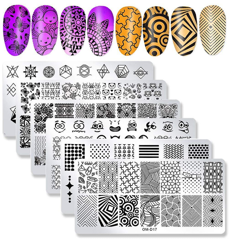 WOKOTO Nail Art Plates Stamping Set Kit Animals Lace Geometry Classic Image Stamping Templates For Nail Art - BeesActive Australia