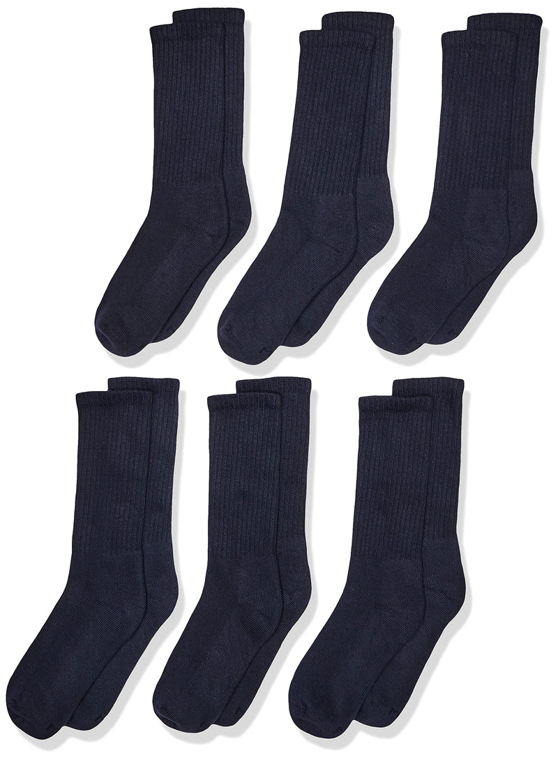 Jefferies Socks boys Seamless Half Cushion Sport Crew Socks 6 Pair Pack Large Navy - BeesActive Australia