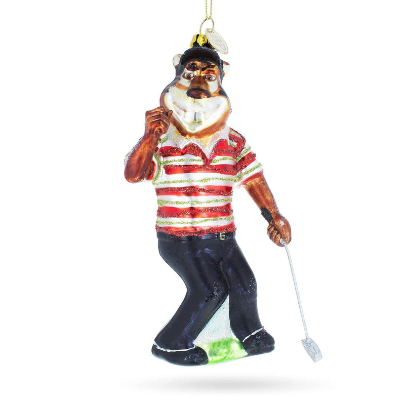 [AUSTRALIA] - BestPysanky Tiger Playing Golf Glass Christmas Ornament 