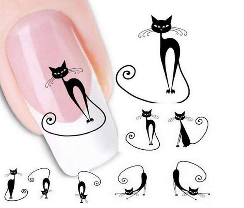 6 Sheets(120PCS) Nail Art Stickers Decals Self-adhesive Beauty Nail Art Water Transfer Decal Sticker Cartioon Cat Pattern Nail Art Sticker Decorations Perfect for Girls Women's Nail Art - BeesActive Australia