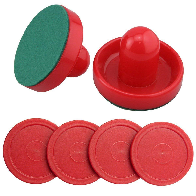 Mini Air Hockey Pucks and Paddles - Replacement Set Value Pack - Set of Two Red Air Hockey Pushers and Four 2 Inch Red Pucks I Epic Gifts - BeesActive Australia