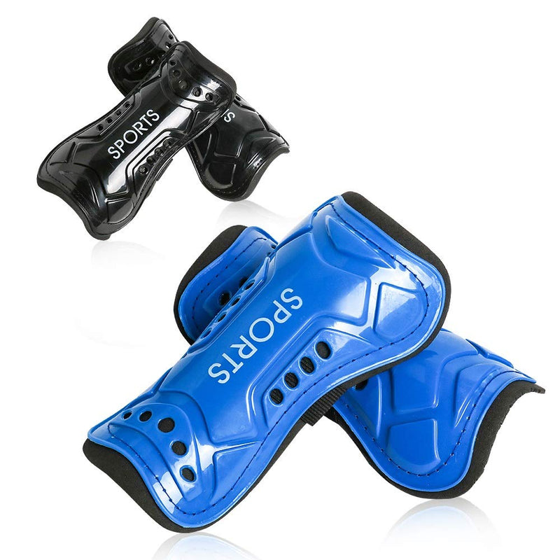 cGy Soccer Shin Guards, Youth Soccer Shin Pads, Breathable and Lightweight Child Calf Protective Gear Soccer Equipment for 3-15 Years Old Boys Girls Toddler Kids Teenagers L 4'7 - 5'4 Tall 02 Pairs Black + Blue - BeesActive Australia