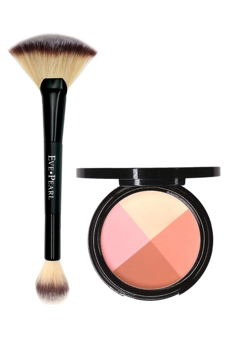 EVE PEARL Ultimate Face Compact And 204 Dual Fan Highlighter Brush Blush Highlighter Contour Eyeshadow Set Makeup Palette Light to Medium- Timeless - BeesActive Australia