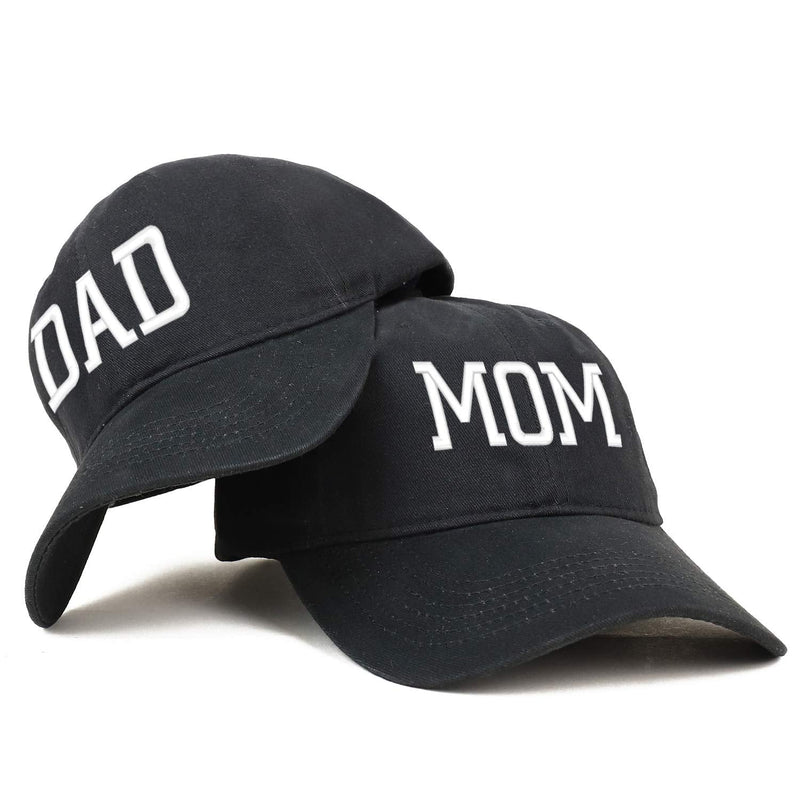 Trendy Apparel Shop Capital Mom and Dad Soft Cotton Couple 2 Pc Cap Set One Size Black Black - BeesActive Australia