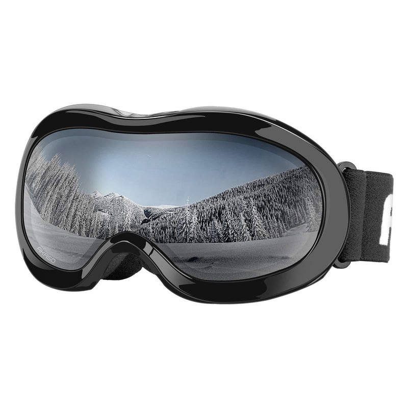 Kids Ski Goggles, Snowboard Goggles - AKASO Snow Goggles for Youth, Kids & Teenagers, Anti-Fog, 100% UV Protection, Double-Layer Spherical Lenses, Helmet Compatible Black Frame / Grey Lens (Vlt 10%) - BeesActive Australia