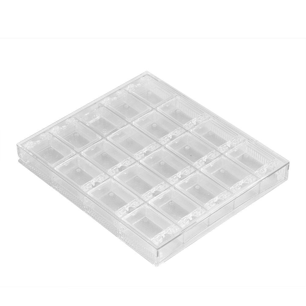 Nail Decoration Storage Box Acrylic Nail Art Rhinestone Beads Container Case 20 Grids Clear - BeesActive Australia