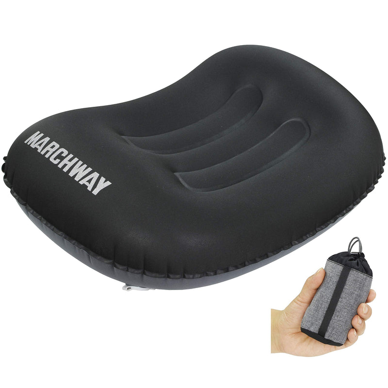 MARCHWAY Ultralight Compact Inflatable Camping Pillow, Soft Compressible Portable Travel Air Pillow for Outdoor Camp, Sport, Hiking, Backpacking Night Sleep and Car Airplane Lumbar Support Black - BeesActive Australia