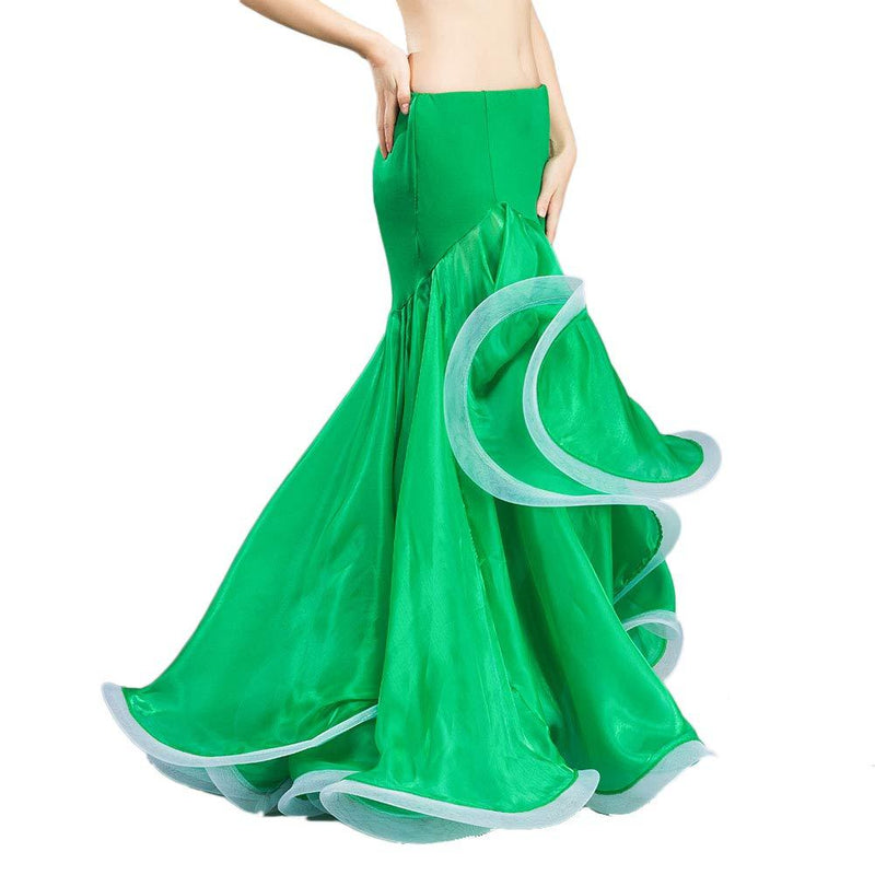 [AUSTRALIA] - ROYAL SMEELA Belly Dance Skirt Belly Dancer Costumes for Women Maxi Fishtail Skirt Ruffle Mermaid Skirts Carnival Outfits Green 