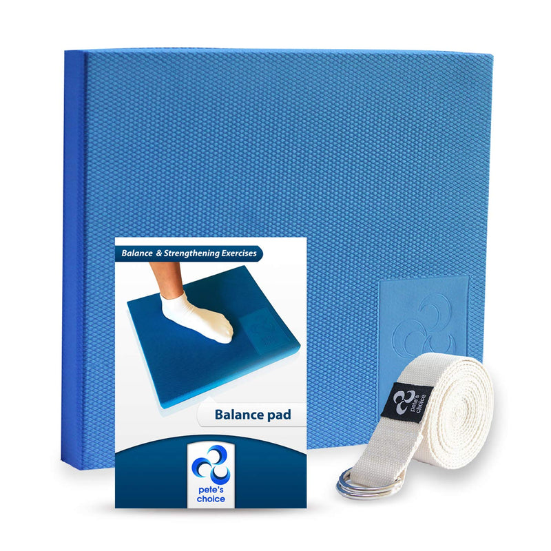 Physical Therapists Recommended Foam Balance Pad - FREE Stretching Strap & BONUS eBook | Balance Pads for PT Rehab & Ankle Recovery, Lower Back/Knee Pain | Wobble Board Cushion for Strength Blue XL - BeesActive Australia