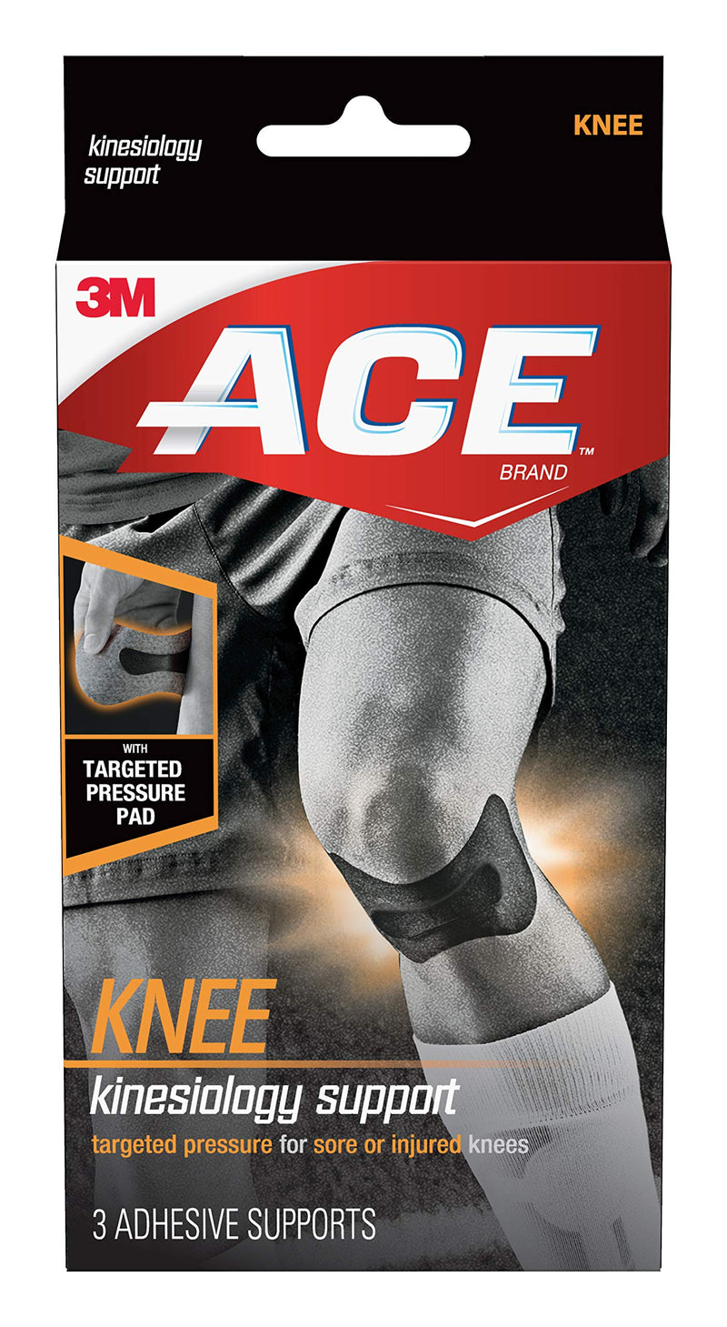 ACE Kinesiology Knee Support, Flexible Fiber, Pre-Cut Design Contours to Knee, Breathable, Water-Resistant, May Be Worn for up to Three Days, Black (900139) Knee K Support - BeesActive Australia