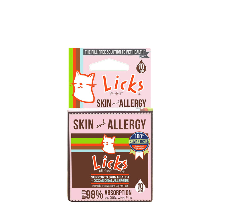 Licks Pill Free Cat Skin and Allergy - Omega 3 Cat Allergy Relief - Cat Vitamins & Supplements for Itchy Skin - Turmeric Supplement for Cat Skin - Gel Packets 10 Use - BeesActive Australia