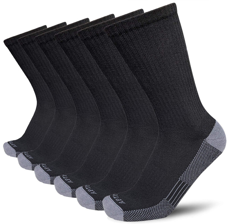 APTYID Men's Moisture Control Cushioned Crew Work Boot Socks (4-6 Pairs) 8-10 6 Pairs Black - BeesActive Australia