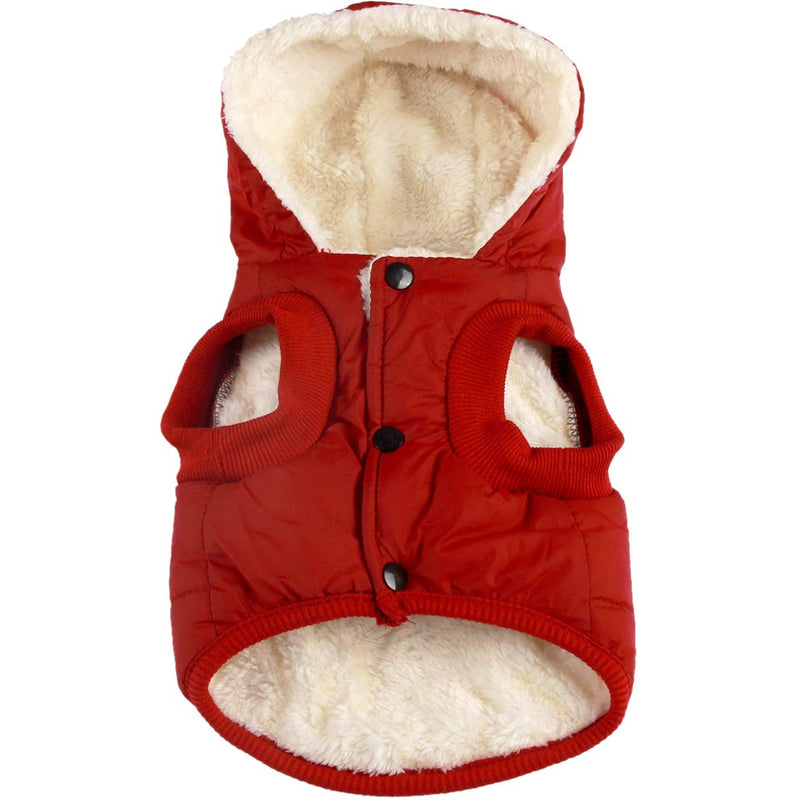 Vecomfy Fleece and Lining Extra Warm Dog Hoodie in Winter,Small Dog Jacket Puppy Coats with Hooded Small (Pack of 1) Red - BeesActive Australia