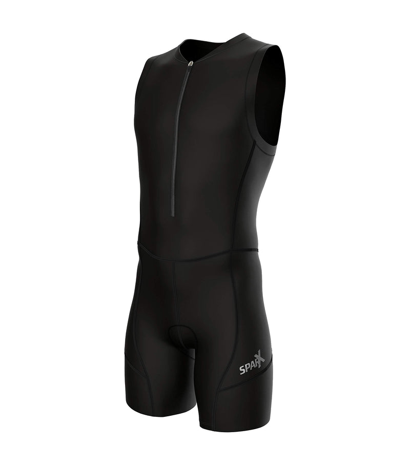 Sparx Men`s Triathlon Suit Trisuit Race Skinsuit Cycling Speed Suit Italian Fabric Swimskin Black Small - BeesActive Australia