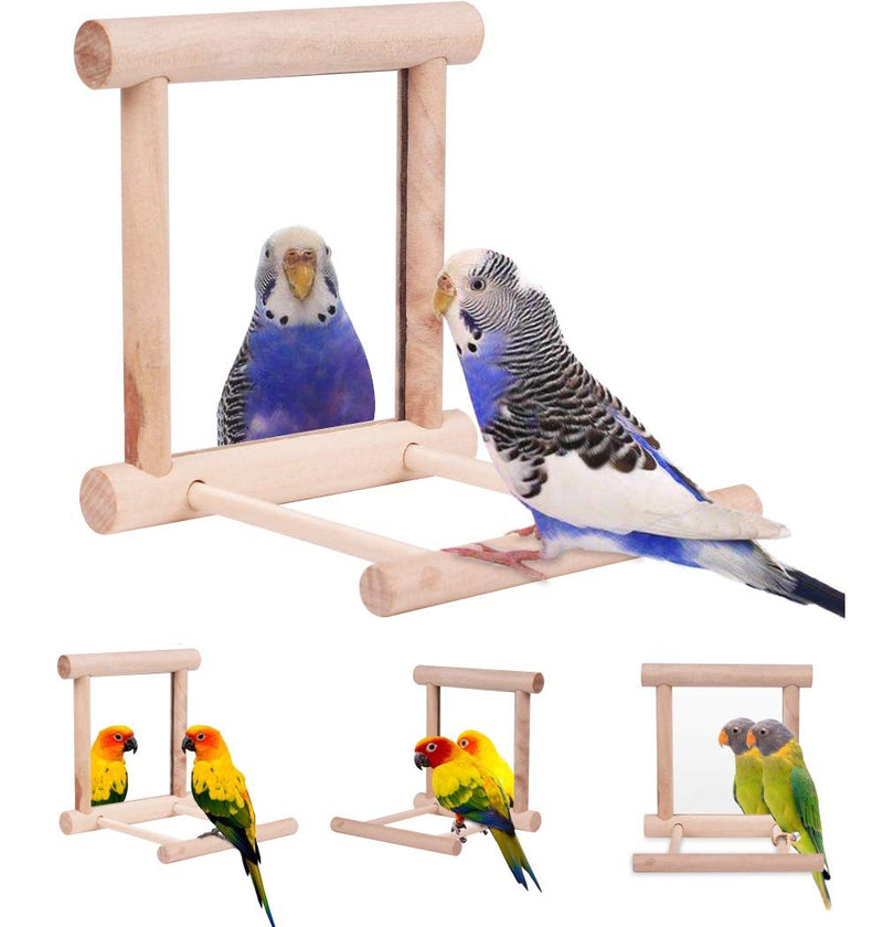 HAPPTYTOY Bird Toy for Parrot Parakeets Conures Cockatiels Cage Swing Wooden Fun Play Toy for Birds (Mirror) - BeesActive Australia