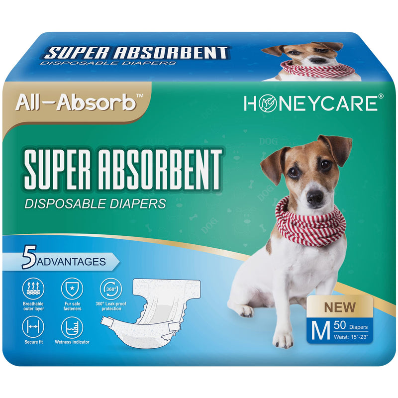 HONEY CARE All-Absorb Disposable Dog Diapers, Super Absorbent, Breathable, Wetness Indicator Medium - BeesActive Australia
