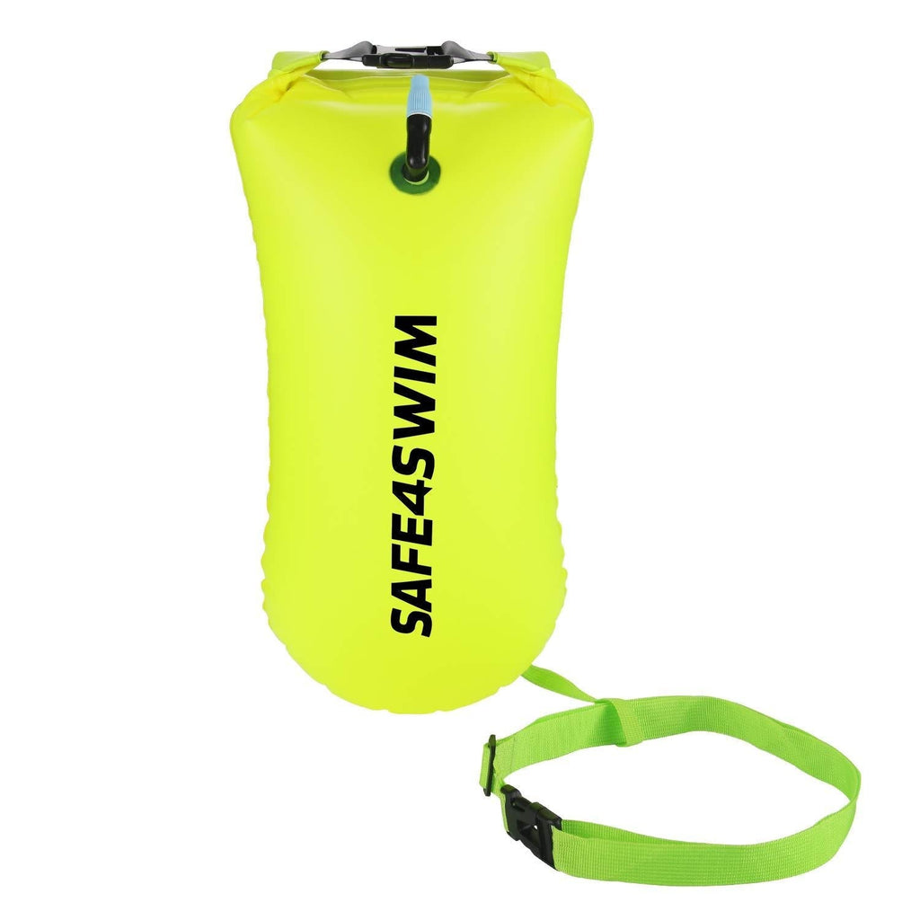 SAFE4SWIM Swim Buoy for Open Water Swimming - Be Bright, Be Seen & Be Safer with Adjustable Swim Bubble Waist Belt, 15L Yellow - BeesActive Australia