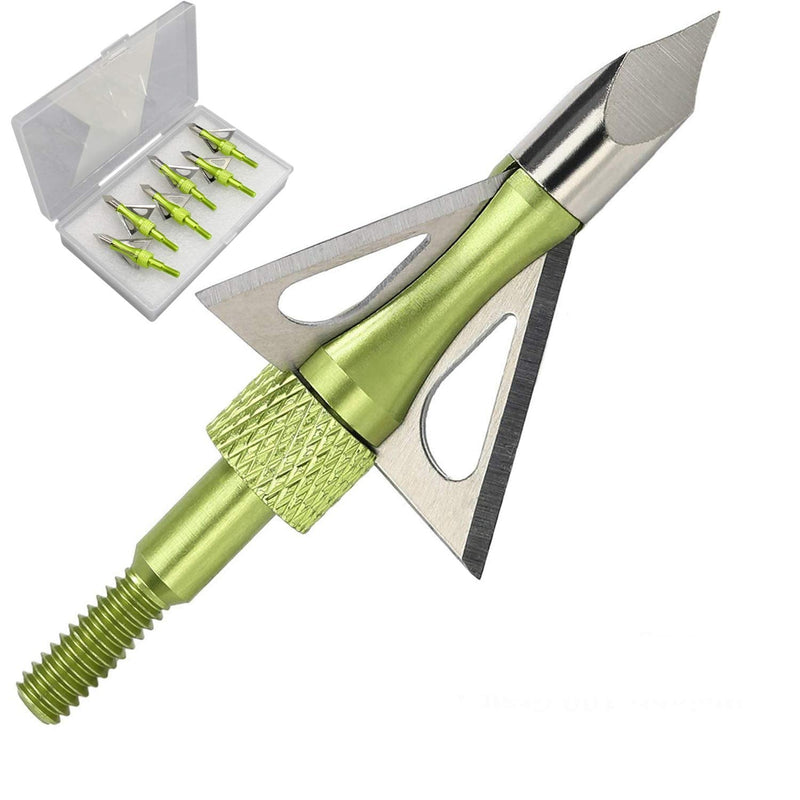 maifield Archery Broadheads 100 Grain Bowhunting Arrow Head 3 Fixed Blades 6 Pack for Small Game Crossbows and Compound Bow Arrows Green 6 pack - BeesActive Australia
